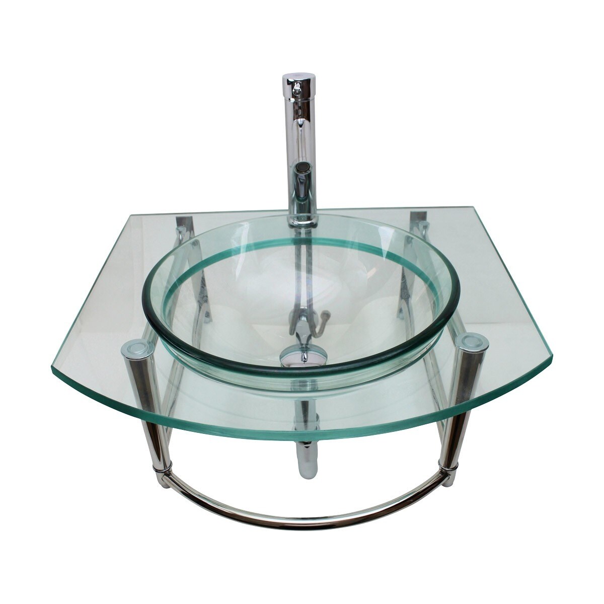 Shop Bathroom Glass Wall Mount Vessel Sink Stainless Steel Bar
