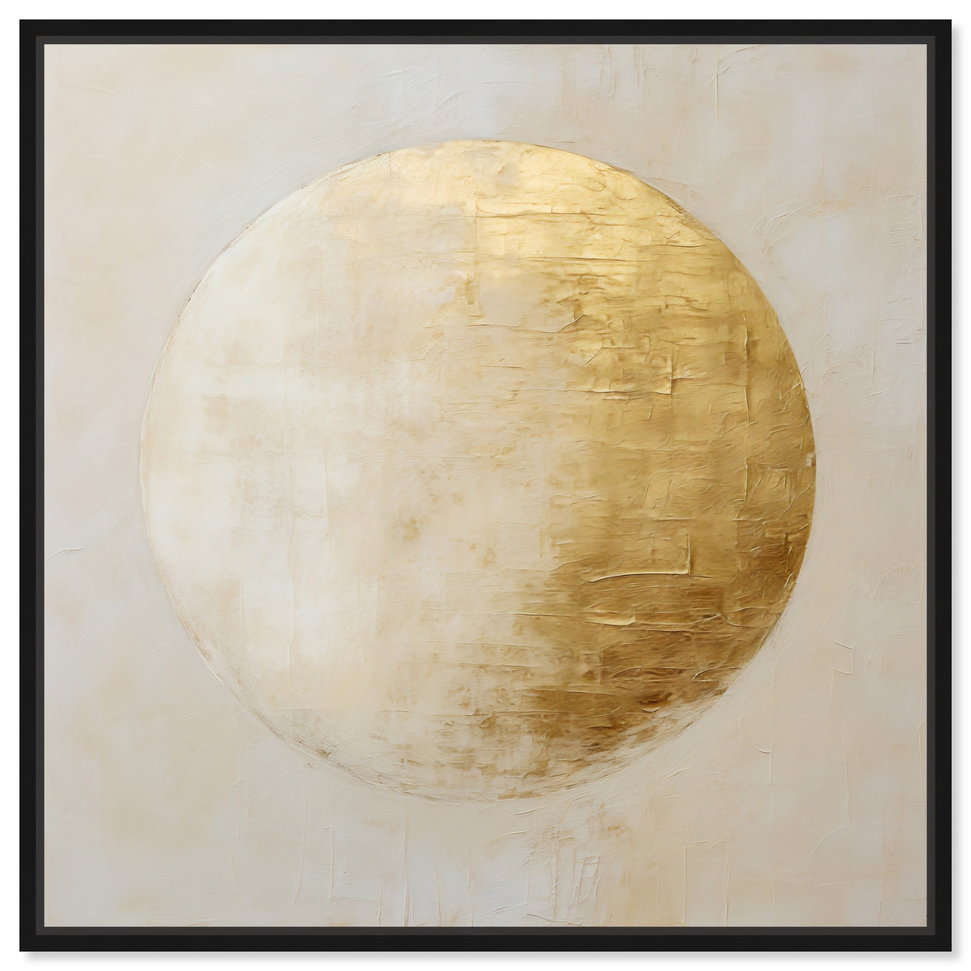 Like An Embossed Moon Canvas Elegant White Gold Wall Art by Art Remedy