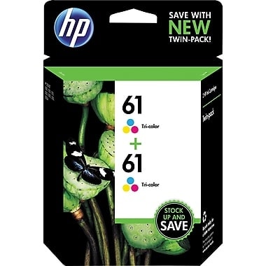 HP 61 Tri-color Original Ink Cartridges, 2 pack CZ074FN