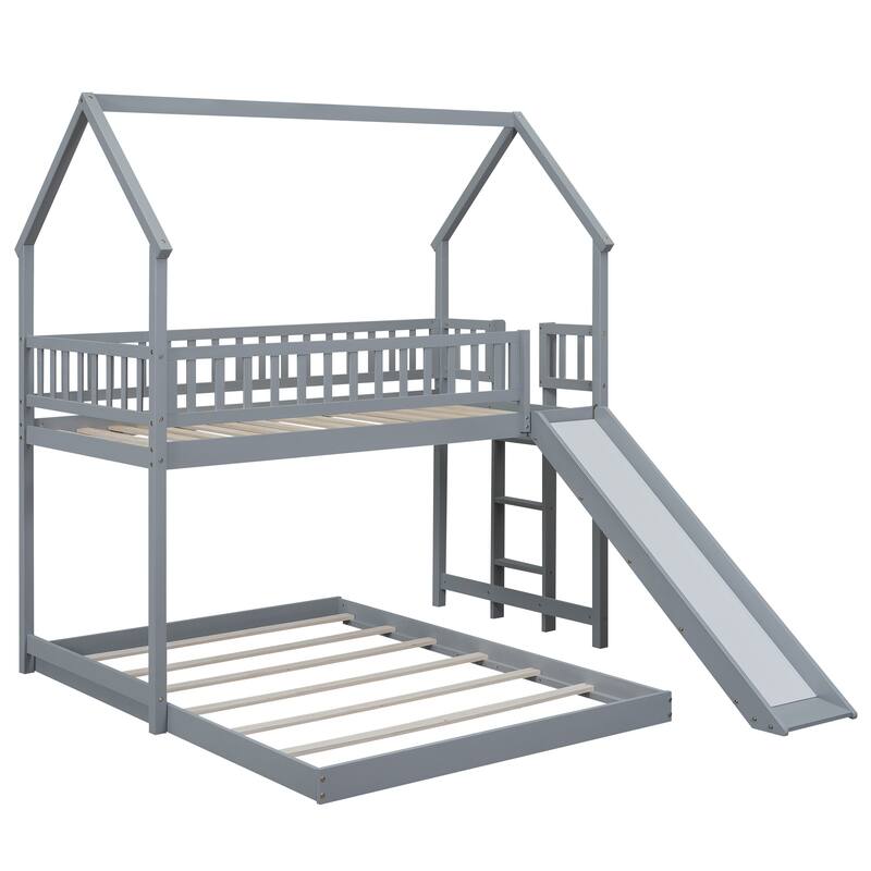 Twin over Full Pine Bunk Bed with Slide