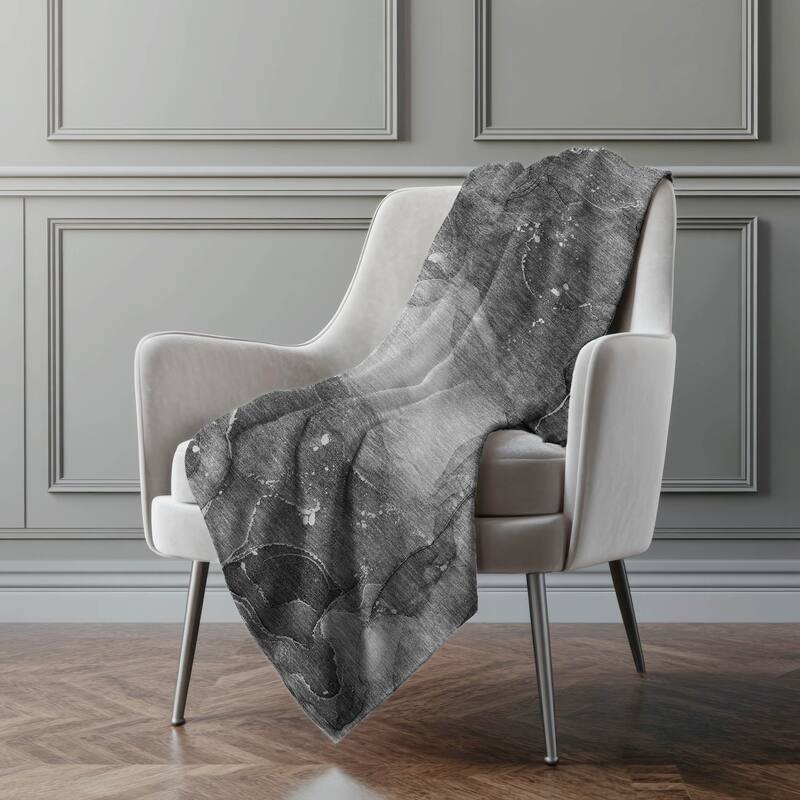 Premium Machine Washable Abstract Contemporary Sherpa Throw Blanket - Gray - 4'2" x 5'10"