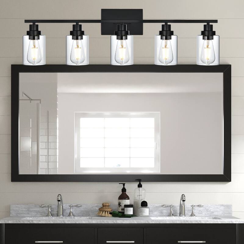 2-Light Modern Bathroom Light Fixtures with Clear Glass Shade