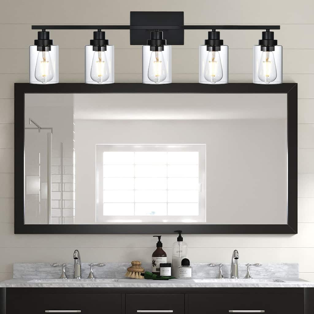 2-Light Modern Bathroom Light Fixtures with Clear Glass Shade
