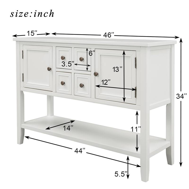 Modern Buffet Sideboard Console Table with Bottom Shelf