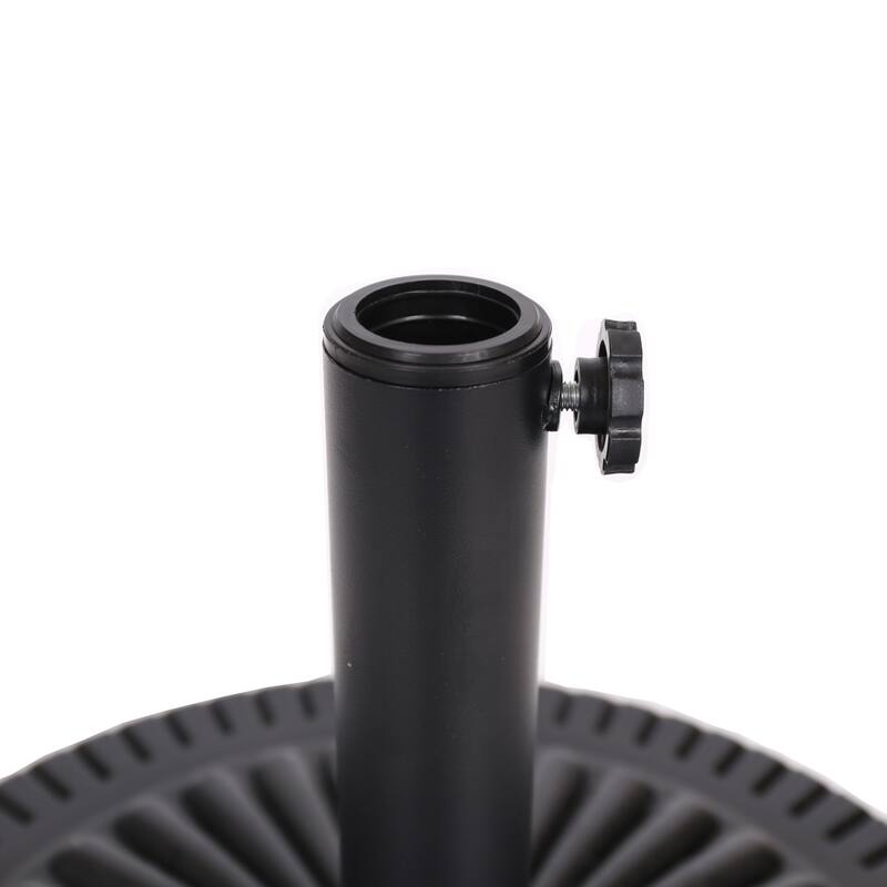 Roomfitters Black Rock Resin Outdoor Umbrella Base with Molded Details, Weather Resistant Stand, Black
