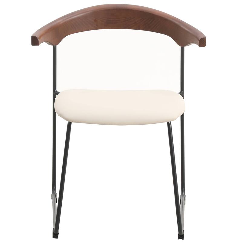 Upholstered Dining Chair in Leather with Iron Legs Set of 4 Lyra Collection