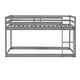 preview thumbnail 5 of 6, Twin Over Twin Wood Kids Low Bunk Bed with Ladder, Floor Bunk Bed Frame for Boys Girls, No Box Spring Needed, Easy Assembly,Grey