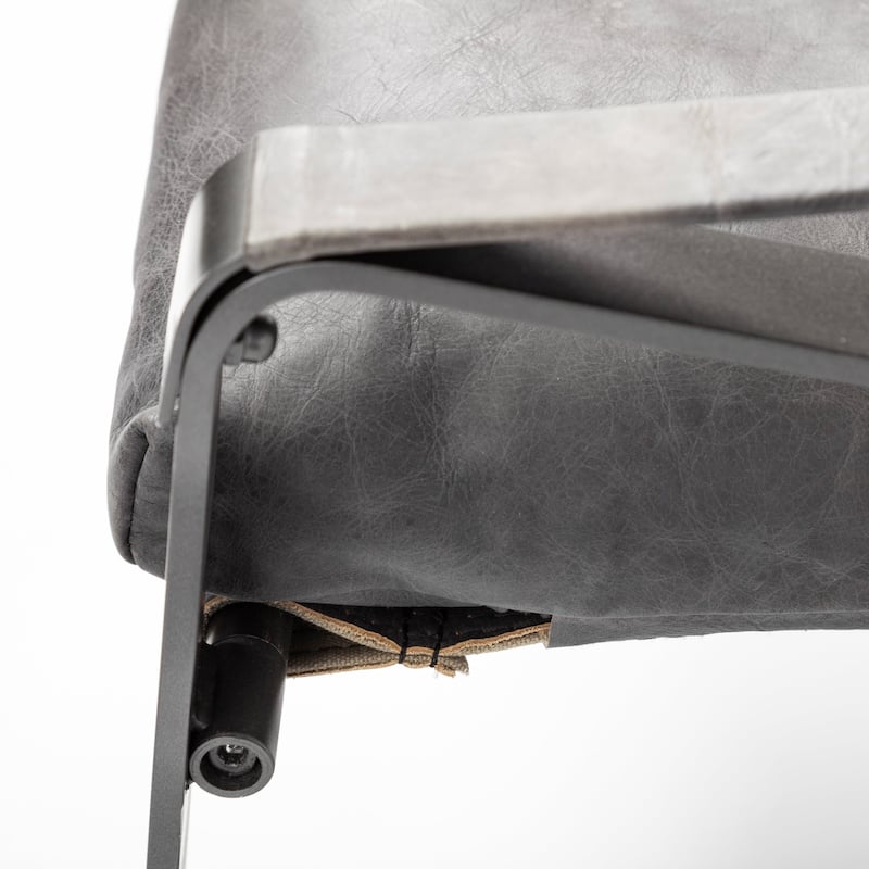 Hornet II Black Genuine Leather w/ Black Iron Frame Accent Chair - 27"W x 35"D x 35"H