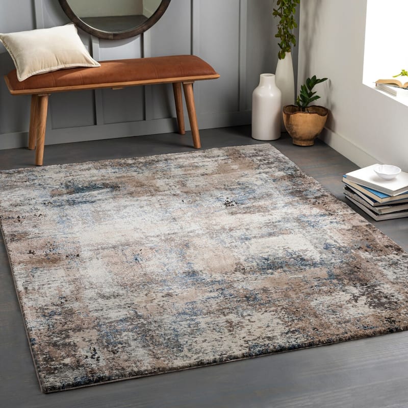 Livabliss Montana Modern Area Rug - 7'10" x 10' - Tan/Blue