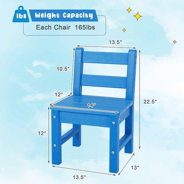dimension image slide 1 of 4, Gymax 2 PCS Kids Chairs Indoor Outdoor Heavy-Duty All-Weather Children