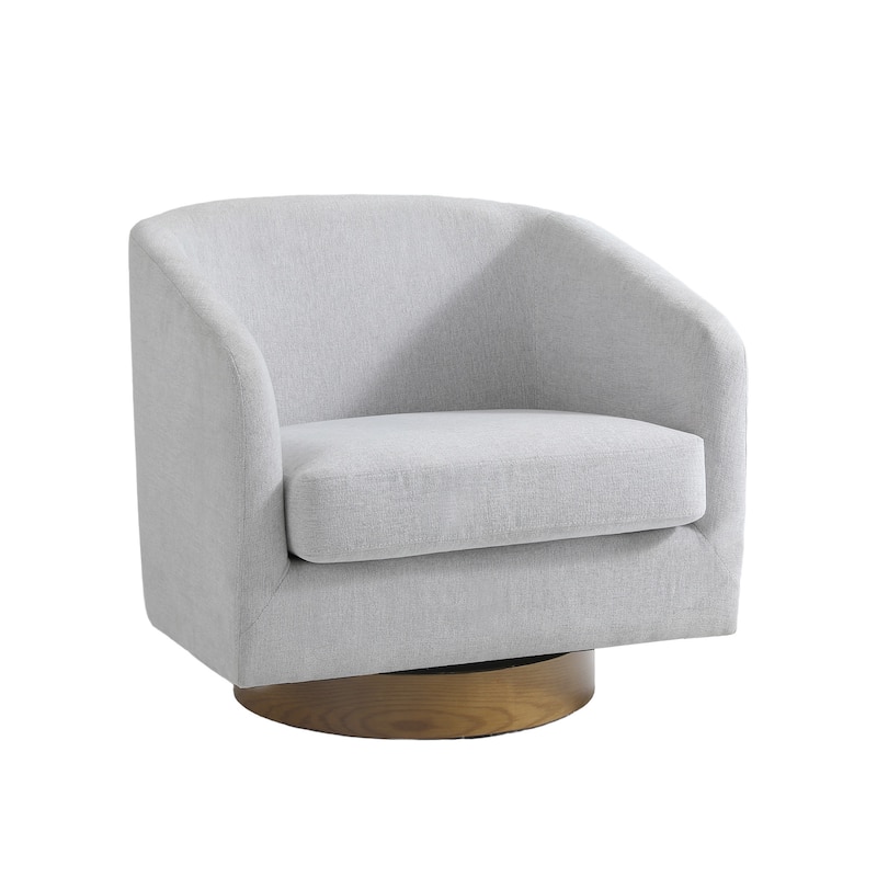 Faux Leather Wide Seat Swivel Barrel Chair