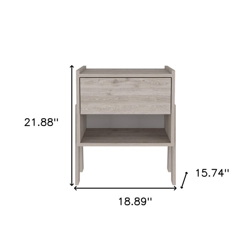 22" Rectangular Nightstand with Drawer and Shelf Wooden End Table for Modern Bedrooms