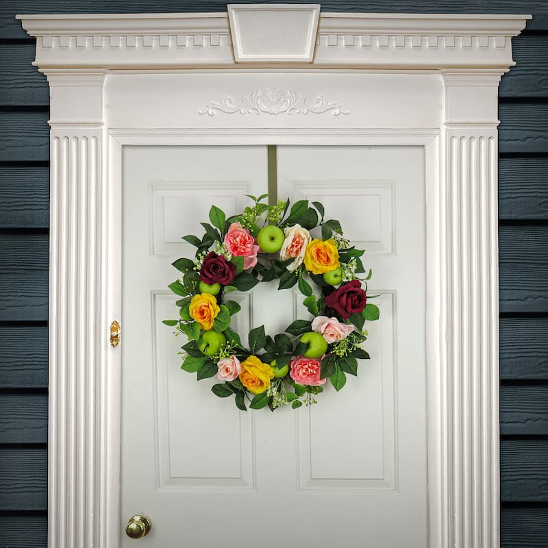 National Tree Company 22 in. Rose, Peony and Apple Wreath