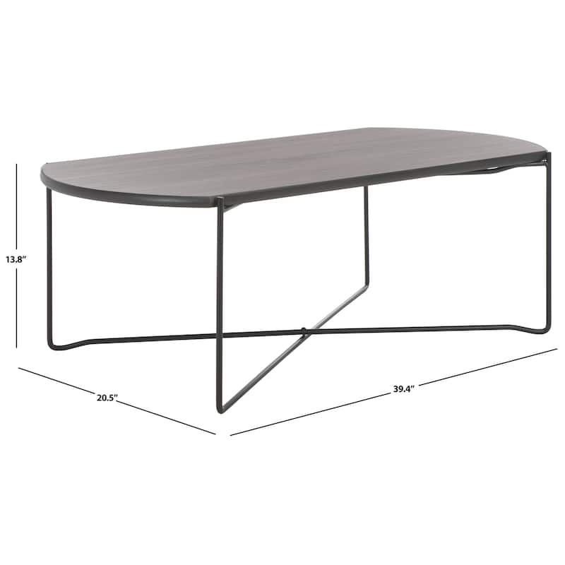 SAFAVIEH Leva Coffee Table - 39.4 In. W x 20.5 In. D x 13.8 In. H - 39Wx21Dx14H - Dark Grey Oak