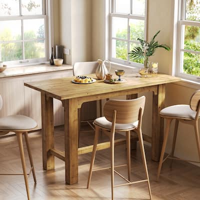 Solid Wood Bar Table, 63-Inch Long Counter Height Pub Table