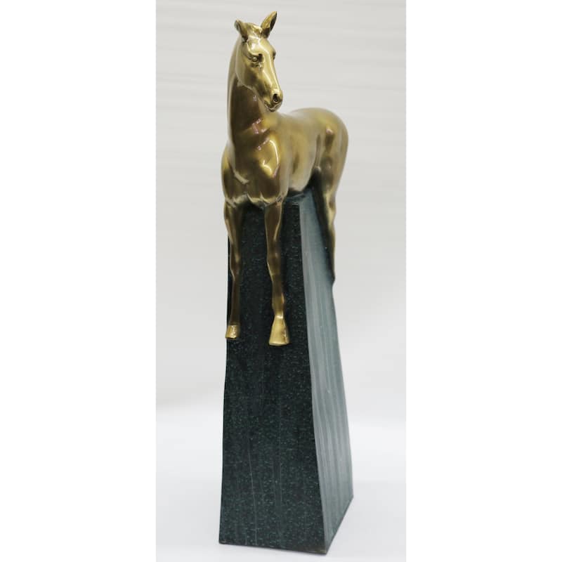 Large Extra Large Green And Gold Patina Stallion Imitative Horse Bronze Sculpture Figurine