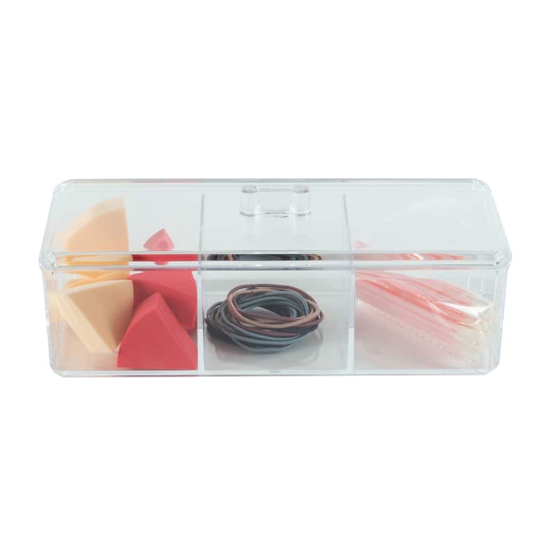 Elle Paris 3 Compartment Lidded Beauty Essentials Organizer Set - Off White
