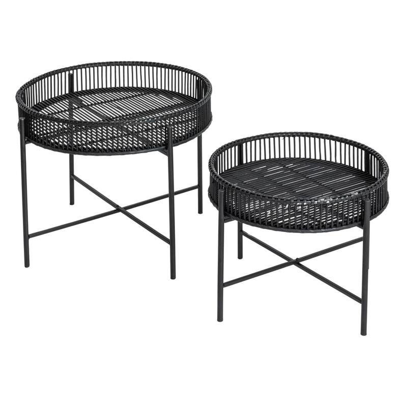 Bamboo and Metal Tables - Iron - Black