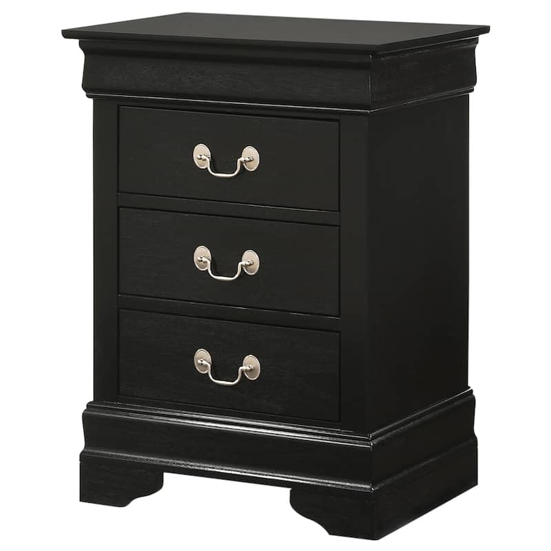 Modern Storage Nightstand with Three Roomy Drawers Bedside Table Bedroom Cabinet for Bedroom - Black