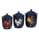 preview thumbnail 1 of 5, Certified International Indigo Rooster 3-piece Canister Set