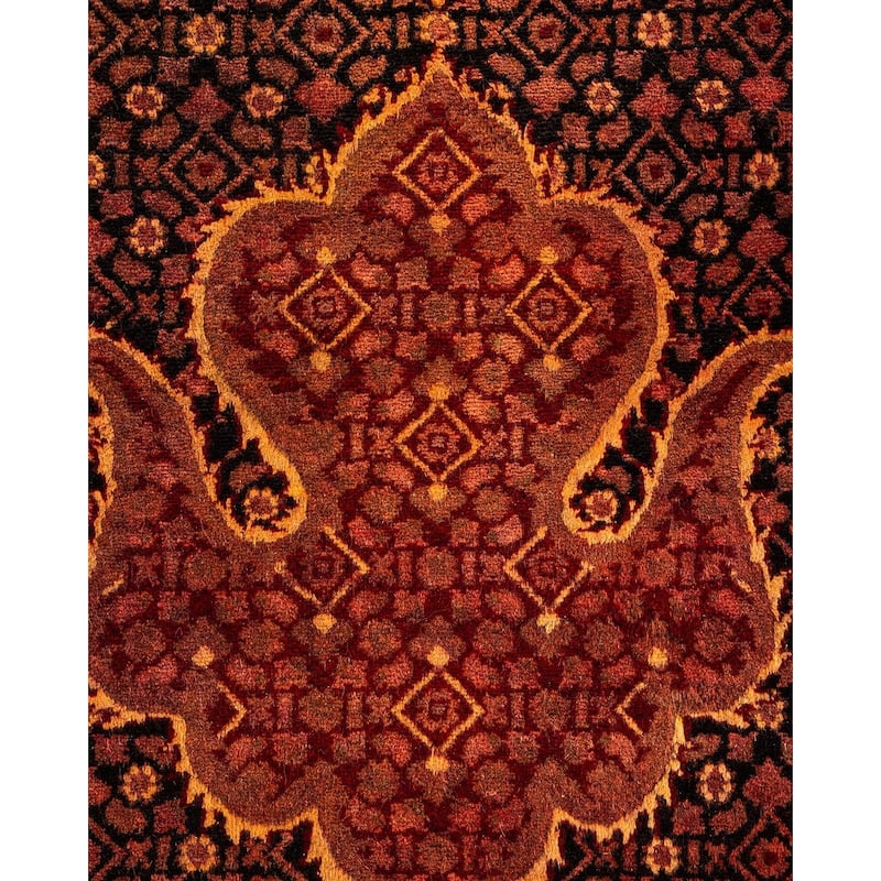 Overton Hand Knotted Wool Vintage Inspired Modern Contemporary Overdyed Red Area Rug - 9' 2" x 12' 3"