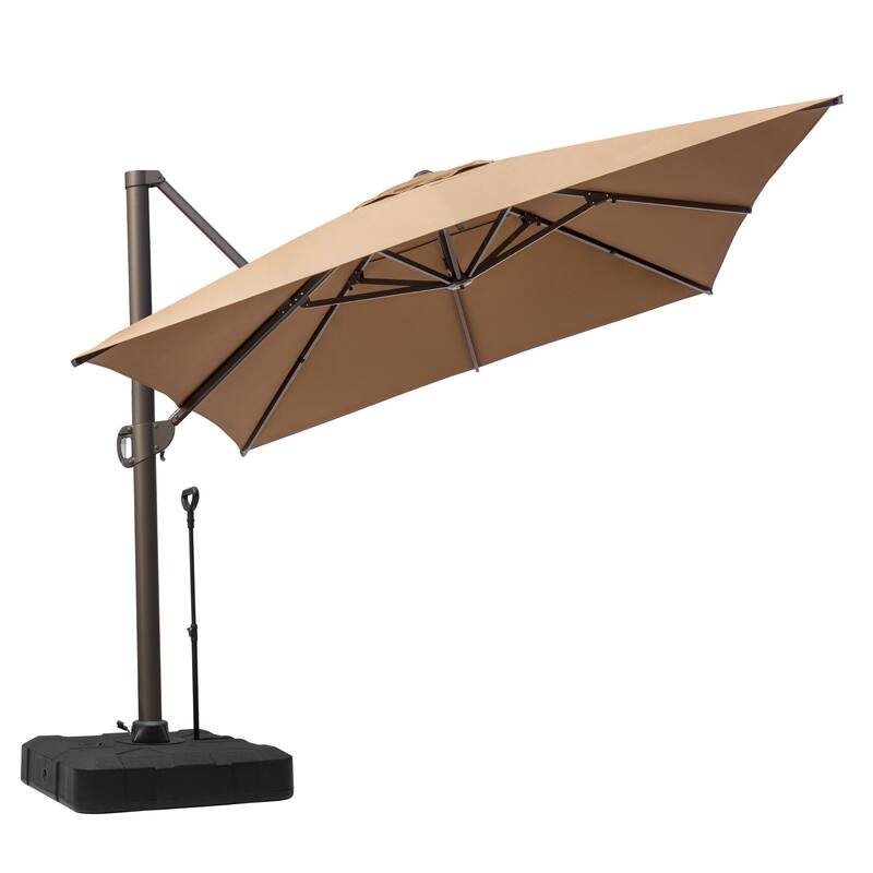 13 ft x 10 ft Outdoor Luxury Aluminum Patio Cantilever Offset Umbrella and Base with Wheels