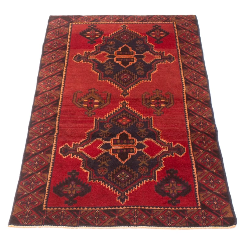 ECARPETGALLERY Hand-knotted Baluch Red Wool Rug - 3'4 x 6'0