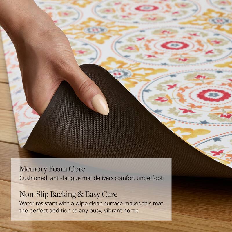 FIESTA Postiano Tiles Geo Textured Anti Fatigue Comfort Kitchen Mat, Non-Slip Floor Mat, Padded Standing Desk Mat