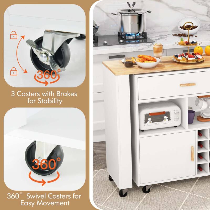 Costway Reversible Folding Kitchen Island Cart Utility Storage Trolley - See Details