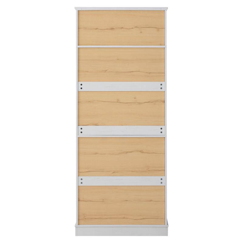 78.2" Kitchen Pantry Cabinet, Farmhouse Storage Cupboard with 8 Door Shelves, 4 Adjustable Shelves, Hidden Drawer & Wine Rack