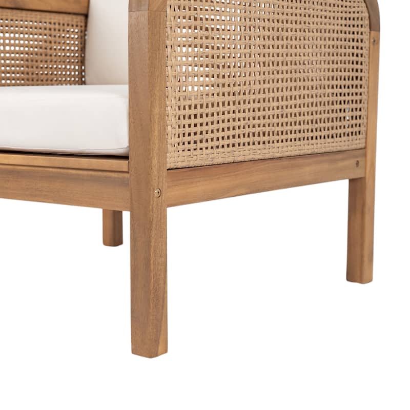 Christopher Knight Home- Evangeline Outdoor Acacia Wood Wicker Club Chair