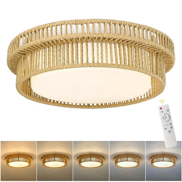 slide 2 of 13, 36W 18'' Dimmable Boho Ceiling Light Beige