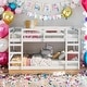preview thumbnail 1 of 9, Functional And Aesthetic Design Twin Over Twin Wooden Bunk Bed with Ladder, White
