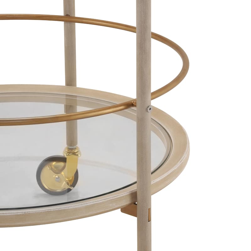 Christopher Knight Home - Aurelia Modern Round Bar Cart with Tempered Glass Shelves