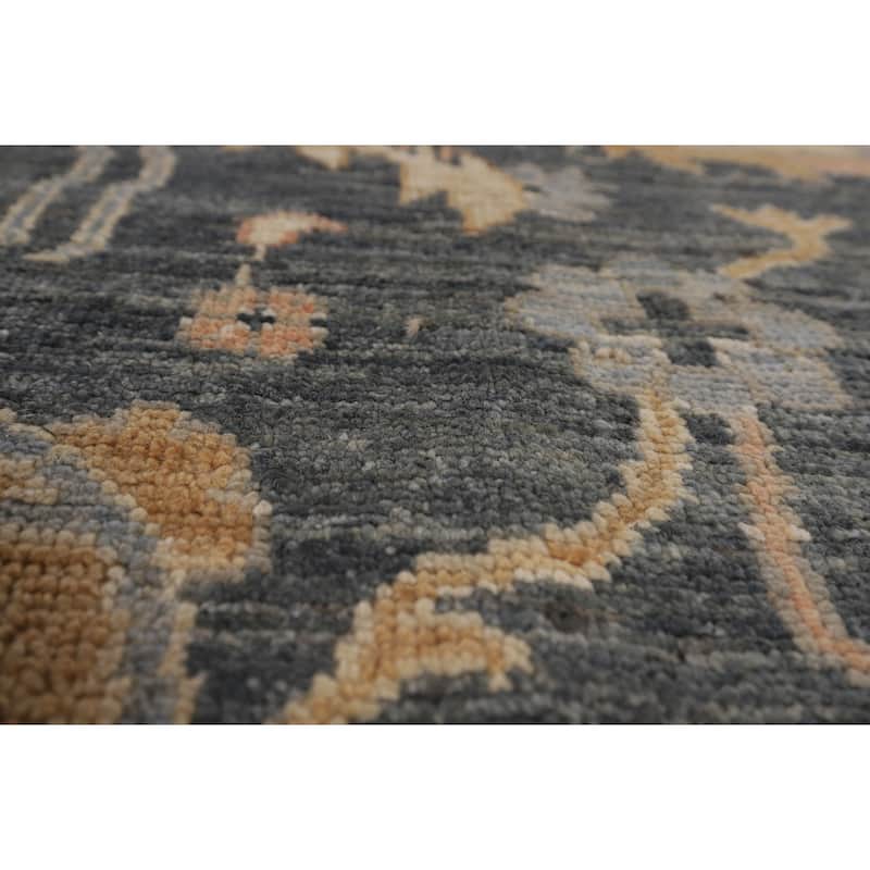 Vegetable Dye Floral Oushak Turkish Large Rug Handmade Wool Carpet - 11'11"x 14'7"