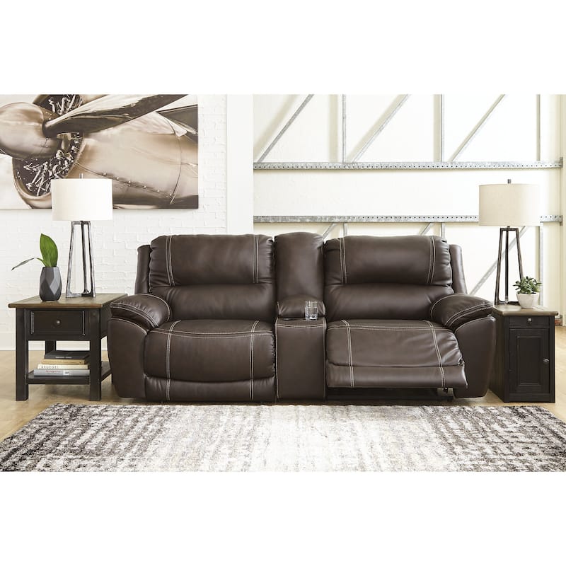 Signature Design by Ashley Dunleith 3-Piece Power Reclining Sectional Loveseat with Console - Brown