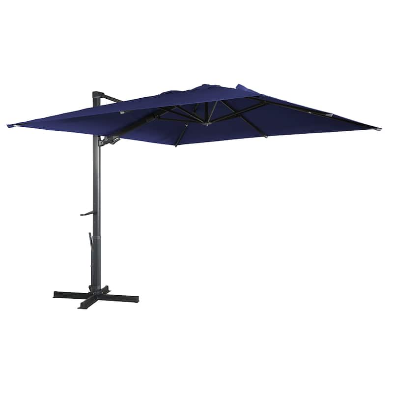 10Ft Cantilever Umbrella Rectangular Crank Market Umbrella - Navy Blue