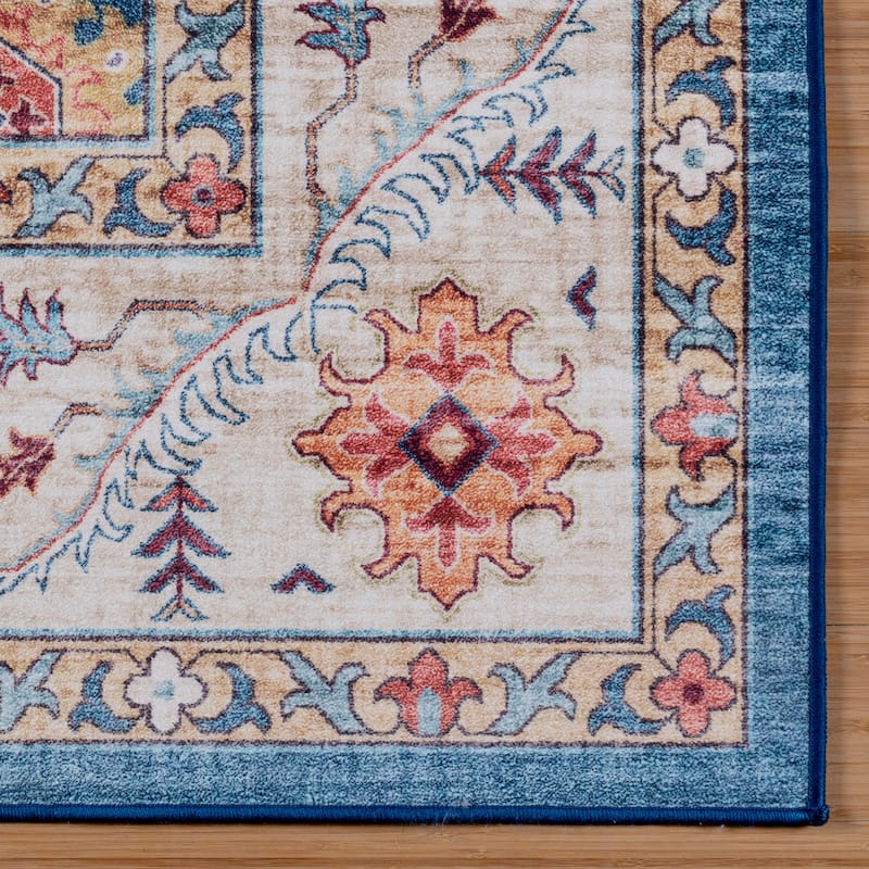 Gertmenian Crystal Print Washable Digital Printed Flat Pile Polyester Slip Resistant Area Rug Collection