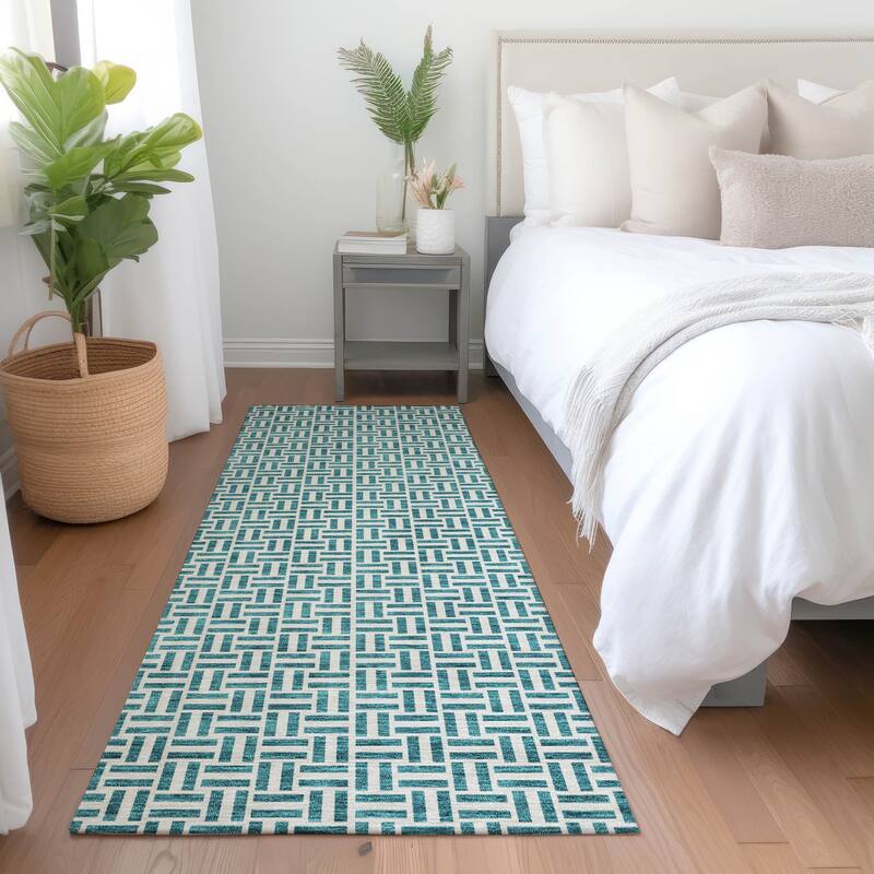 Premium Washable Super Soft Modern Geo Mayfield Rug - Teal - 2'3" x 7'6"