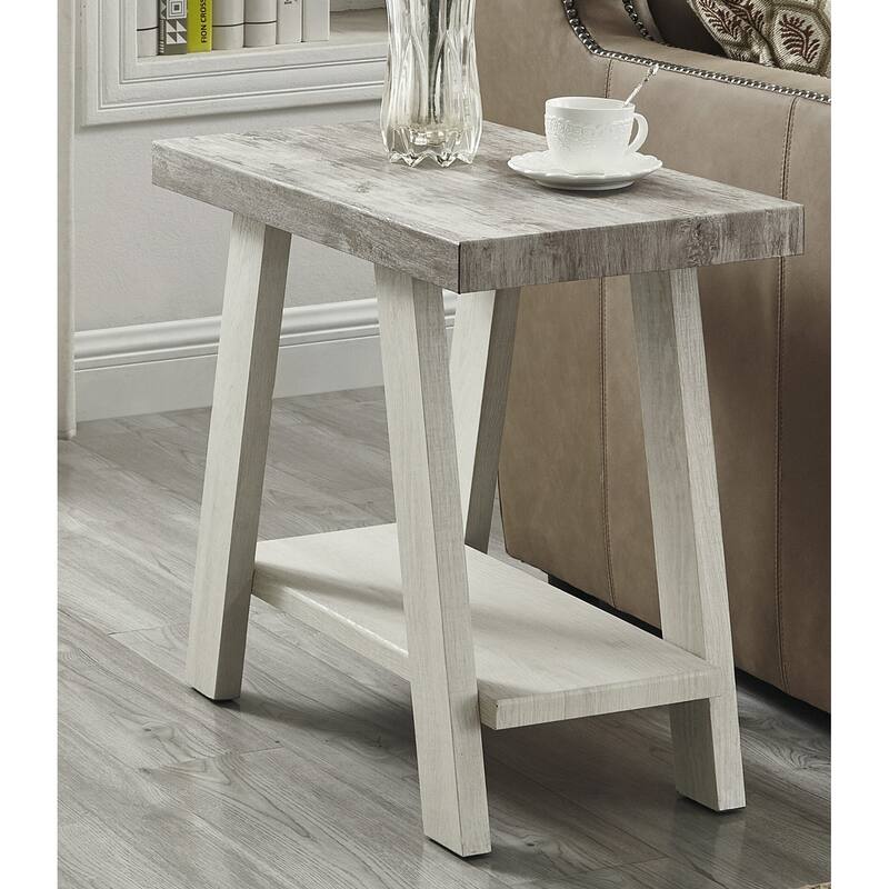 23.5" Modern Rectangular Side Table with Storage Shelf and Splayed Legs for Living Room or Bedroom