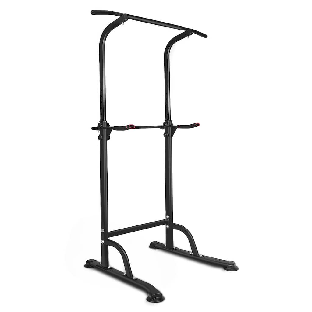 Roomfitters Power Tower Dip Station, Adjustable Height, Heavy Duty Multi-Function Fitness Training Equipment, Black