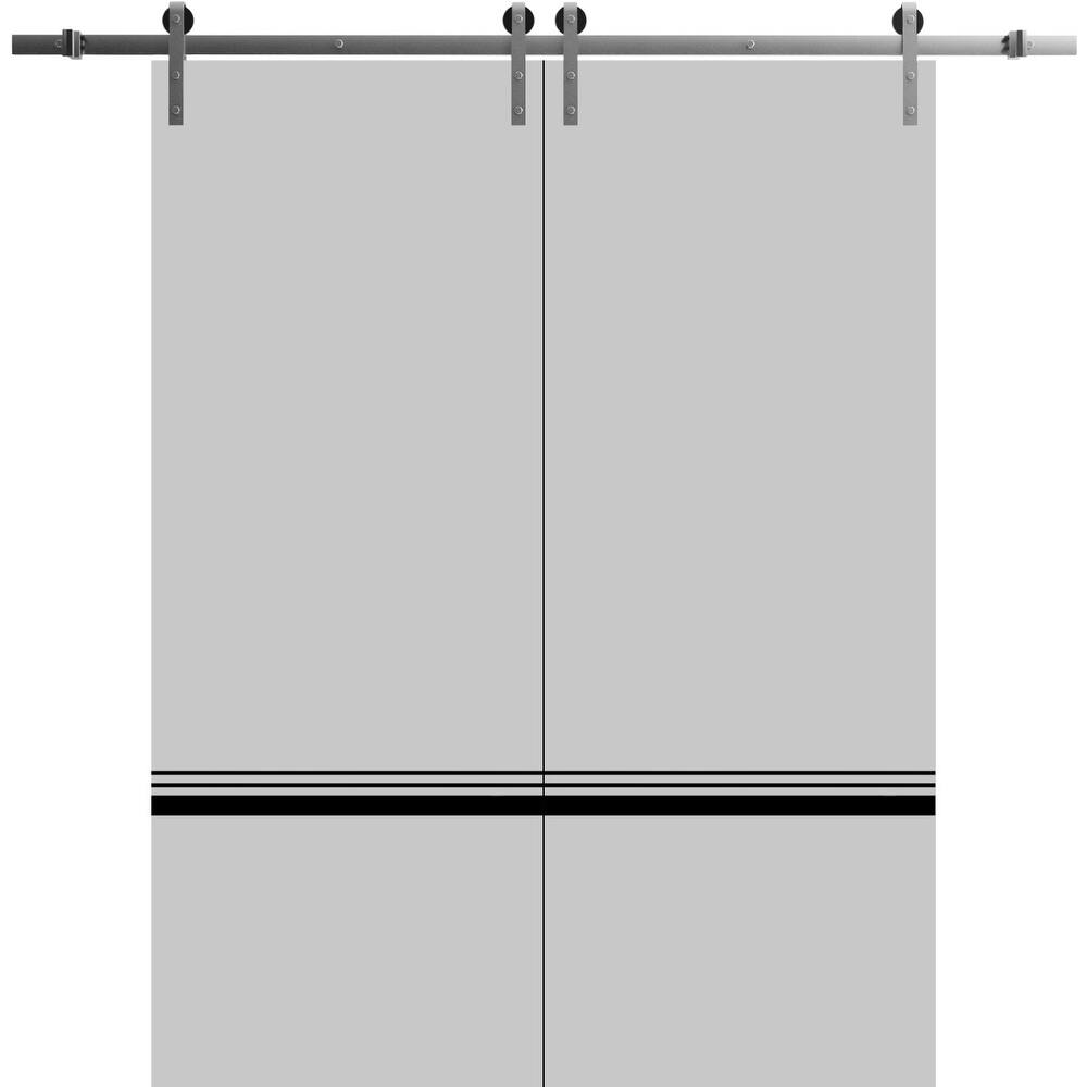Sturdy Double Barn Door 36 x 80 with Planum 0012 Grey Matte with 13FT