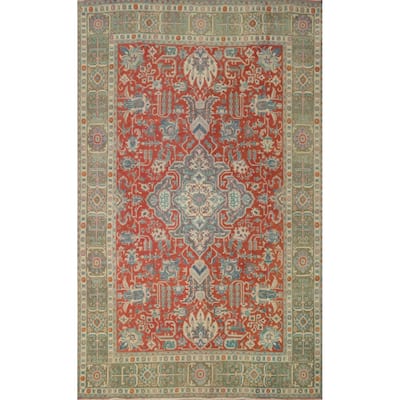 Hand Knotted Oriental 100% Wool Carpet Traditional Floral Red Tabriz Area Rug - 9' 8'' X 6' 6''