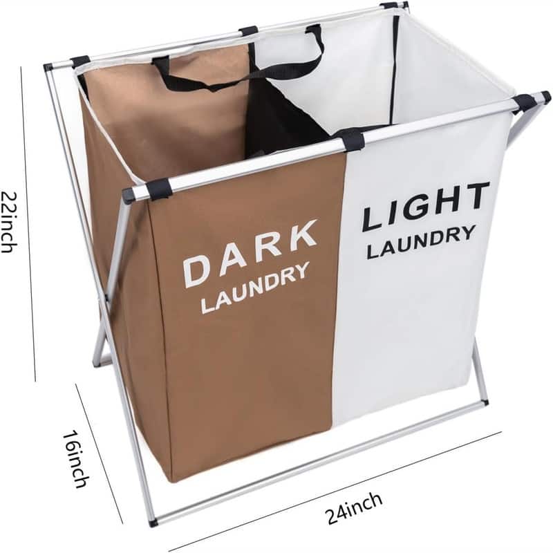 Laundry Basket 2 Section Dirty Clothes Hamper - 24"L x 16"W x 22"H