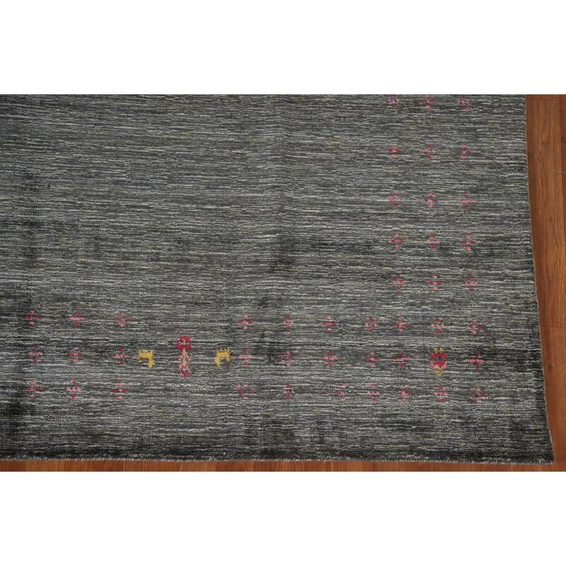Gabbeh Indian Area Rug Hand-Knotted Wool Carpet - 7'11"x 9'10"