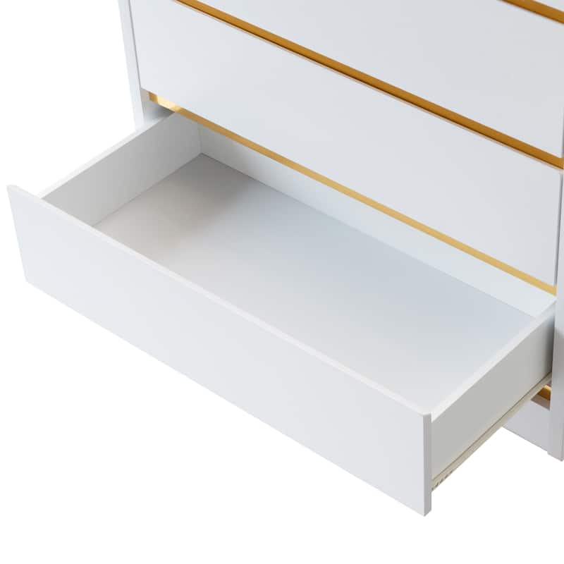 DH BASIC Mod Modern White 31-inch Wide 5-Drawer Vertical Dresser by Denhour