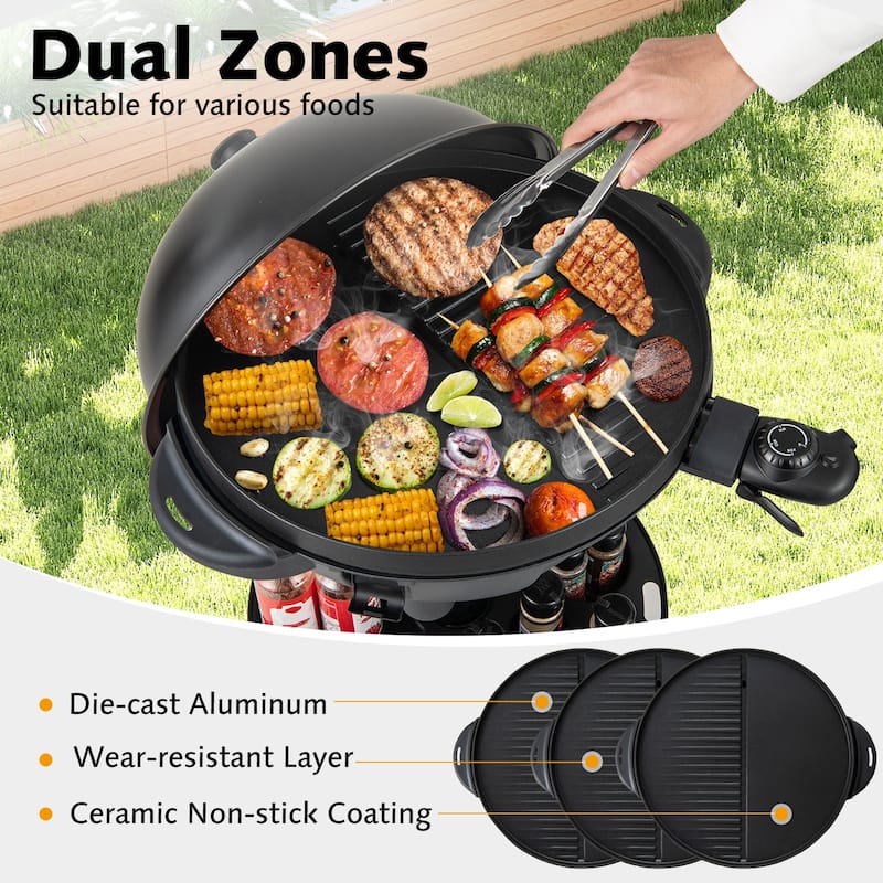 Gymax Indoor Outdoor Electric Grill w/ Non-stick Grill Plate