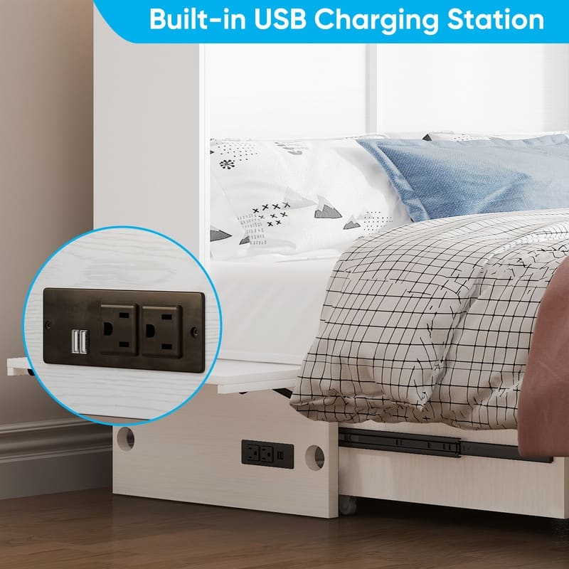 Mixoy Queen Size Murphy Bed with Mattress,Foldable Space-Saving Cube Cabinet Bed