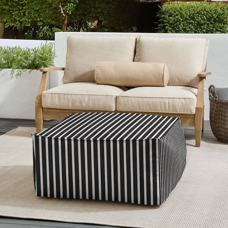 Sorra Home Sunbrella Outdoor Corded Bean Pouf - Shore Classic
