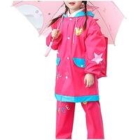 QZUnique Kids' Lightweight Outdoor Hooded Raincoat with SchoolBagCover